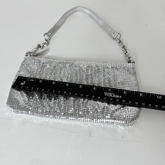 Express Silver Mesh Shoulder Bag With Chain Strap Shimmer Evening Party Clutch - Picture 11 of 16